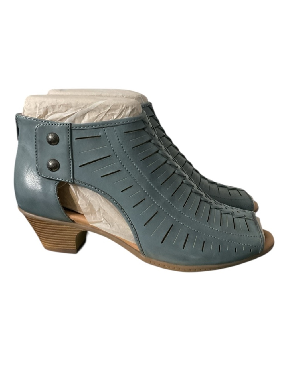 Earth “Vicki” Moroccan Blue Woven Open-Toe Mules